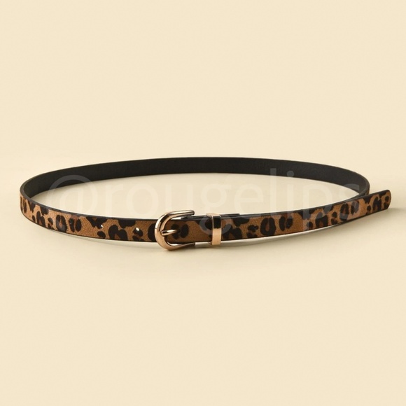 Animal Leopard Print Skinny Brown Belt - Picture 3 of 7